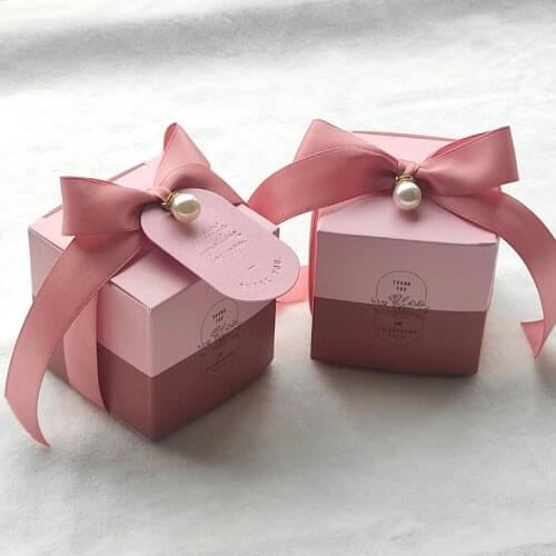 Gift Box Thank You Bags Pink Gift Bag Boy&girl Paper Blue Chocolate Small Boxes for Birthday Party Wedding & Engagement Favors