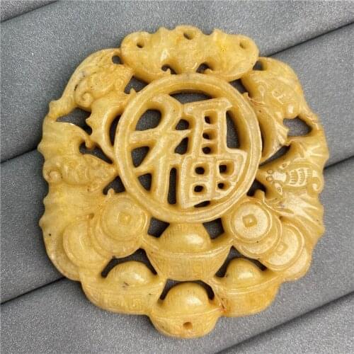 1PCS Chinese Traditional Carving Vintage Stone Pendants Gem Jewelry DIY Supplies Charm Necklace Natural Souvenir Gift