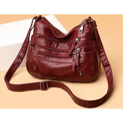 Casual Leather Handbag Ladies Solid Color Shoulder Bag Female Cross Body Bag Girl Multi-Layer Outdoor Accessories