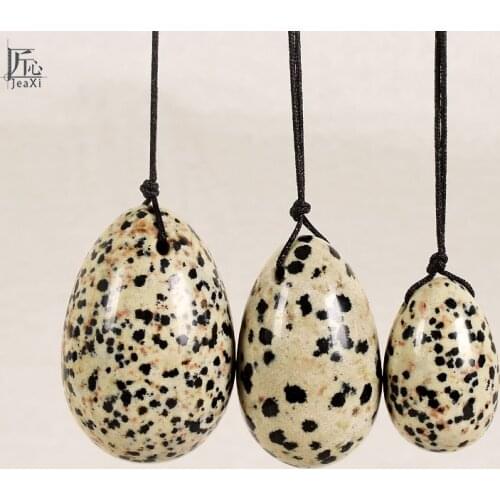 3pcs Drilled Natural Dalmation Jasper Yoni Egg set for Women Kegel Exercise Massage Jade egg Vaginal Tightening Crystal Ball