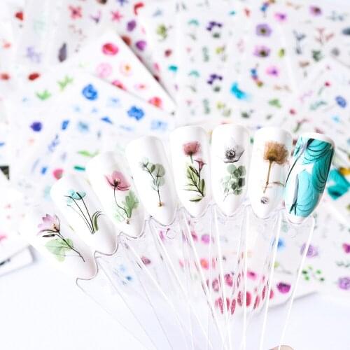 Clear Florals Nails Art Manicure Water Stickers Design Nail Decals For Nails Tips Decoration