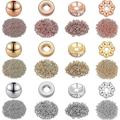 3900 Pieces Assorted Spacer Beads Round Ball Beads Flat Round Loose Beads Flower Shape Spacer Beads for Jewelry Making
