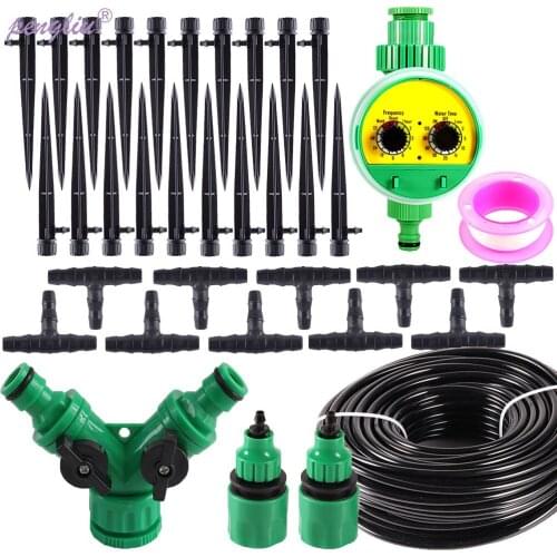 Garden Hose 20M DIY Micro Drip Irrigation kit Plant Self Automatic Watering Timer With Adjustable Dripper Irriigation