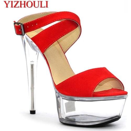 15cm ultra high heels sandals ruslana korshunova platform crystal shoes the bride wedding shoes
