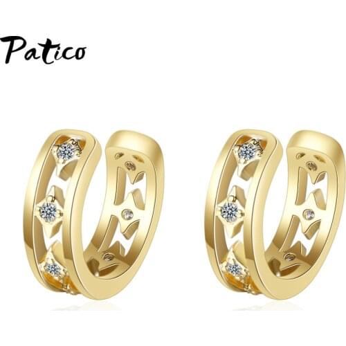 Trendy 925 Sterling Silver Ear Clip Cuff Earring For Women No Pierced C-Shape Crystal Big Earrings Bridal Wedding Jewelry Gifts