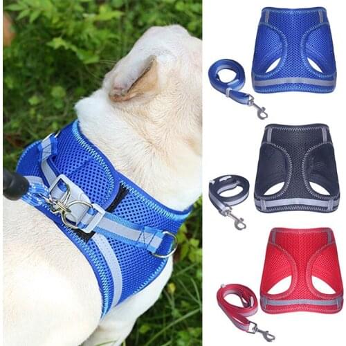 Small Dog Harness Mesh Dog Vest with Double D-Rings Reflective Breathable Soft Pet Harness with Adjustable Hook Harness
