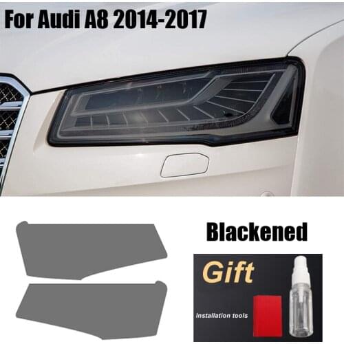 TPU Car Headlights Smoke Black/Transparent Front Light Protective Film Sticker Decal For Audi A8 2014-2021 Exterior Accessories