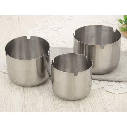 Stainless Steel Thicken Ashtray Single Holder Round Ash Slot Smoke Cup Portable Tobacco Cigarette Ashtray Gift