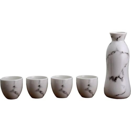 Japanese ceramic wine cup pot suit white yellow small wine bottle household antique strong wine sake warm set wineware