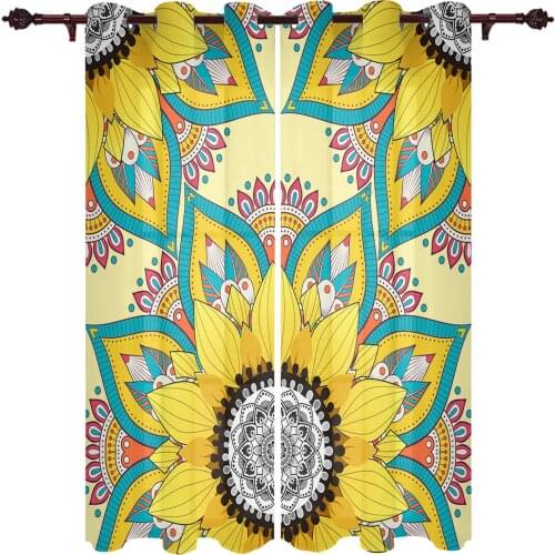 French Window Curtains Mandala Pattern Sunflower Living Dining Room Kids Bedroom Modern Luxury Home Decor Curtains