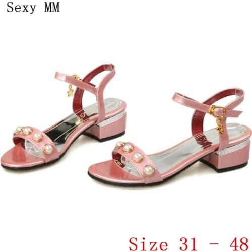 Peep Toe Women Low Heel Sandals Slingbacks Shoes Woman Low Heels Gladiator Sandals Pumps Small Plus Size 31 - 48