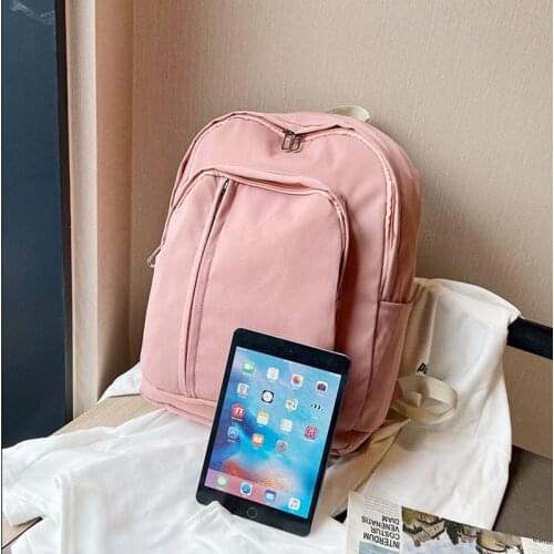 Ladies Fashion Candy Color Nylon Fabric Waterproof School Bag Backpack Large Capacity Leisure School Travel Shopping Handbag