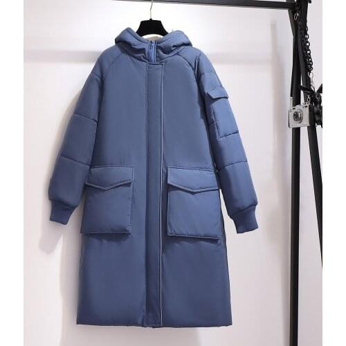 Winter Cotton Cotton Women Casual Slimming Mid-length Down Padded Coat Female Plus size 6XL Lace-up Padded Outwear Pocket E180