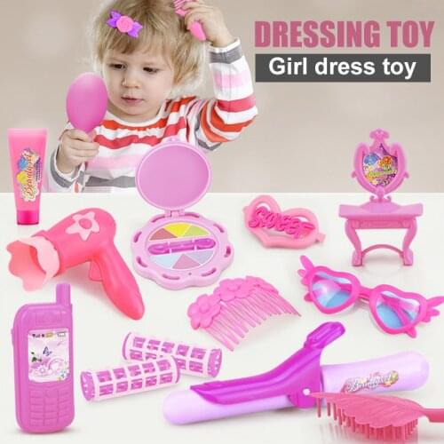 1 Set Beauty Salon Play Set Pretend Makeup Kit Kids Toy Play House Game With Portable Box 2019 New Kids Toys Xmas Gift