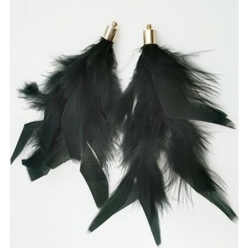 12 pcs/lot Real Ostrich Pheasant Feather Pendant Handmade Silver KC Gold Cap Pom Arts Crafts DIY Chain Earring Jewelry Fitting