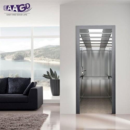 2Pcs/Set Color Elevator Door DIY 3D Door Stickers Pattern for Room Wall Home Door Art Decoration Home Creative