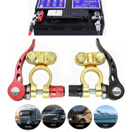 2x Battery Terminal Connectors Brass Copper Quick Disconnect Ends Top Post for Auto Vehicle Marine Boat Camper