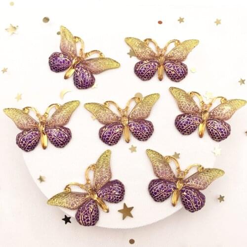 20pcs Resin Colorful Crystal Butterfly Flatback Rhinestone 1 Hole Ornaments DIY Craft S37