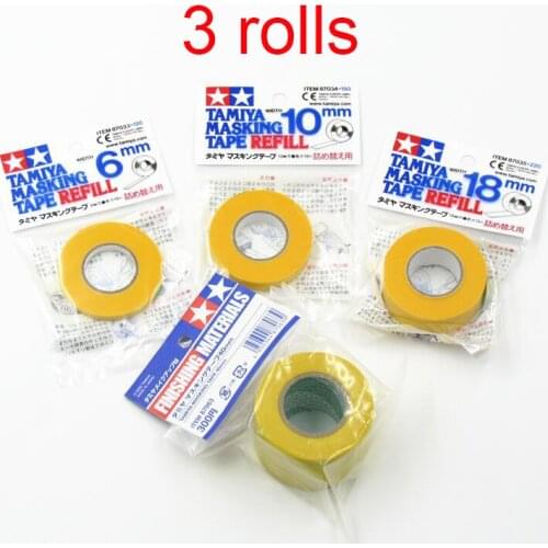 3 Rolls Masking Tape Refill Paint Cover Tape For Tamiya Mini 4WD Car Model 6/10/18/40mm