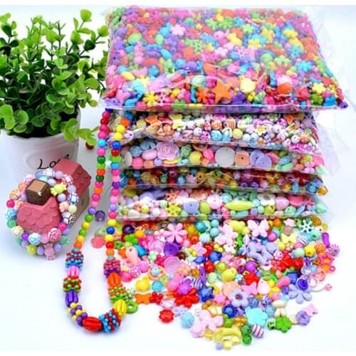 300-400pcs/set beads for jewelry making Kit DIY accessories acrylic Spacer Loose bead handmake Kids Educatinon toys for Girls