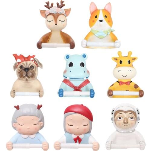 3D Animal Cute Toilet Paper Holder Bathroom Wall Mounted Towel Rack Drill Free Toilet Paper Holder For Hanging Bags Towels
