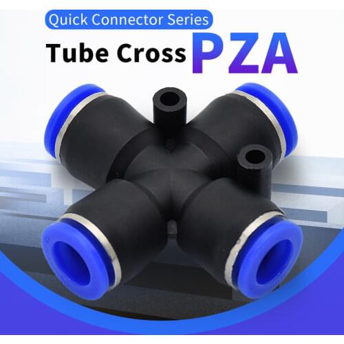 Air Fitting 4-Way Cross Shaped Splitter Push In Pneumatic Tube Connector Quick Fittings PZA 4 6 8 10 mm Compressor Accessories
