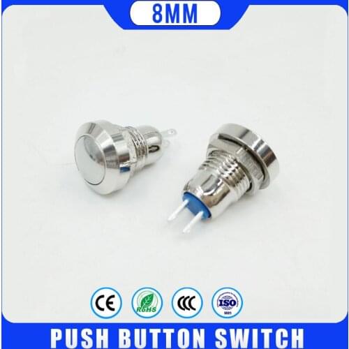 8mm Momentary Metal Push Button Switch Auto Reset Button 2Pins Mini Push Button Switch High Quality