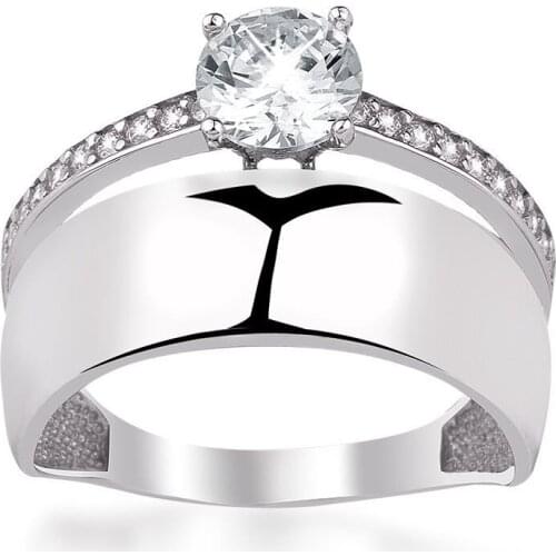 925 Sterling Silver Ring with Half Round Zircon Stone Design