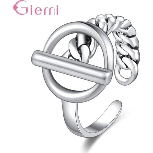 925 Sterling Silver Hollow Twisted Chain Circle Bar Geometric Rings for Women Minimalist Ring Jewelry Wedding Engagemnet