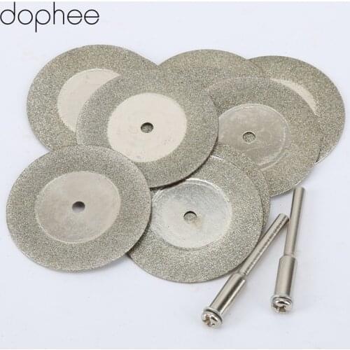 Dophee 35MM Dremel Accessories Stone Jade Glass Diamond Cutting Disc Fit Rotary Tool Dremel Drills Sheet Tool+Two Mandrel 10PCS