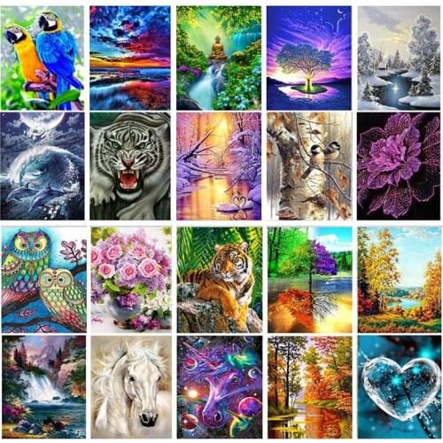 5D Diy Diamond Painting Cross Ctitch Kits Diamond Mosaic Embroidery Landscape animals 3d Painting round drill gift