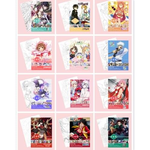 Anime Hand-Drawn Art Adult Children Contact Stroke Painting Coloring GINTAMA Sword Art Online ONE PIECE Demon Slayer JOJO Gift