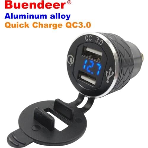 Buendeer EU 2 USB Port QC 3.0 Motorcycle Cigarette Lighter Voltmeter Socket Adapter DIN To USB For Triumph Tiger Accessories