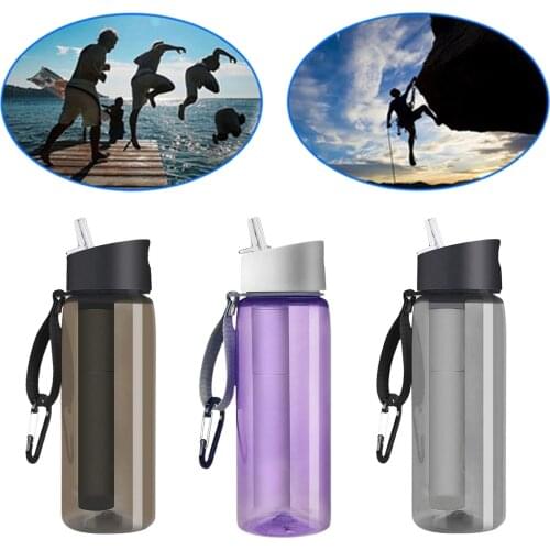 Filtered Water Bottle BPA Free with 4-Stage Intergrated Filter Straw for Camping Hiking, Backpacking and Emergency