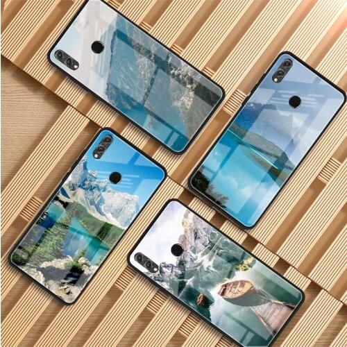 Natural view Tempered Glass Phone Case For Huawei P20 P30 P40 P40 Lite Pro Psmart Mate 20 30 Cover Shell