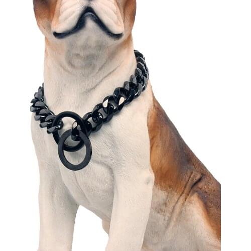 15mm Black Cuban-style Stainless Steel Dog Collar High Polished Fine Grinding Chain Sturdy And Durable Wholesale Gifts 2020