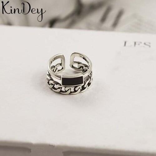 Summer Bohemian Ethnic Black Layer Chains Ring For Women Female Fashion Finger Rings Korean Rings Girl Party Gift Gothic Jewelry