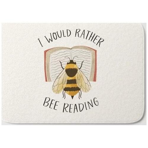 HOT Bathroom Rugs I Would Rather Bee Reading Bath Mat Flannel Absorbent Non Slip Doormat for Entrance Door