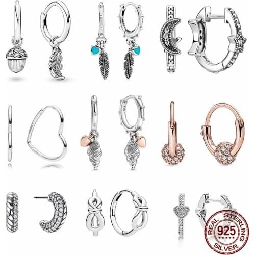 Hot Sale Luxury Women For Jewelry Retro Accessories DIY Designer Charm 925 Sterling Silver Fit Original Pandora Rainbow Earrings