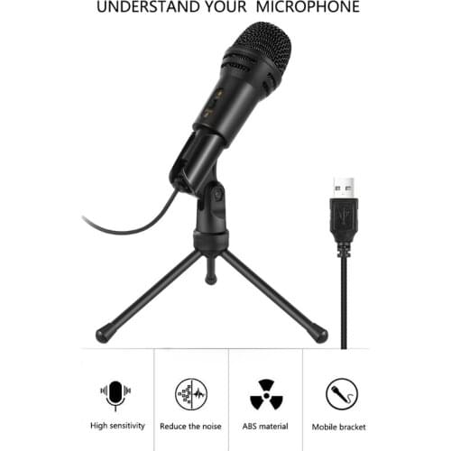 R58A Microphone with Tripod Stand for Birthday Recording and Streaming Conference Professional Recording Kits Gaming Mic