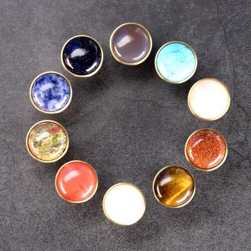 Fashion 22mm Round Marble Vein Brass Knobs for Kitchen Cupboards Cabinet Handles Door knobs Drawer Pulls Wall Coat Hanger Hook