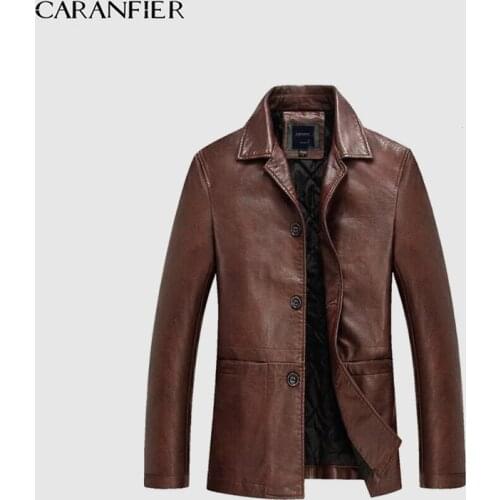 CARANFIER Men Leather Jacket Winter Male PU Leather Thick Warm Coats Motorcycle Riding Faux Fur Coat Biker Jackets Mens 5XL