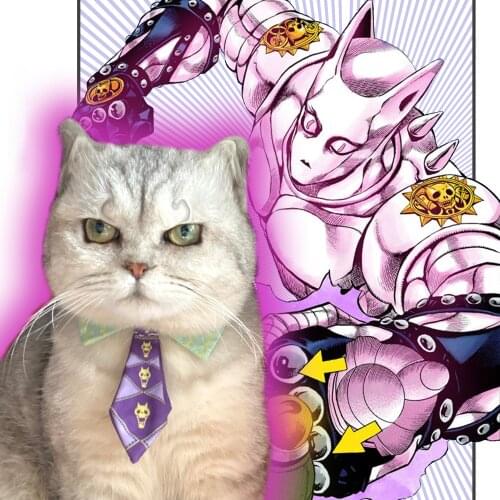 Pet Clothes Anime JoJos Bizarre Adventure Kira Yoshikage Cosplay Costume Cat Tie Dog Cosplay Accessories Halloween Suit