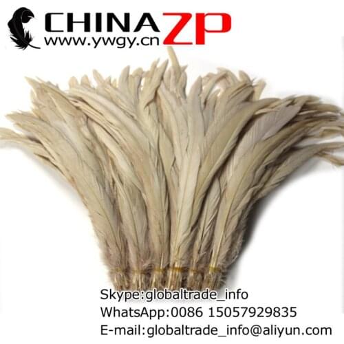 CHINAZP Factory Wholesale 100pieces/lot 30~35cm(12~14inch) Length Dyed Beige Rooster Tail Feathers