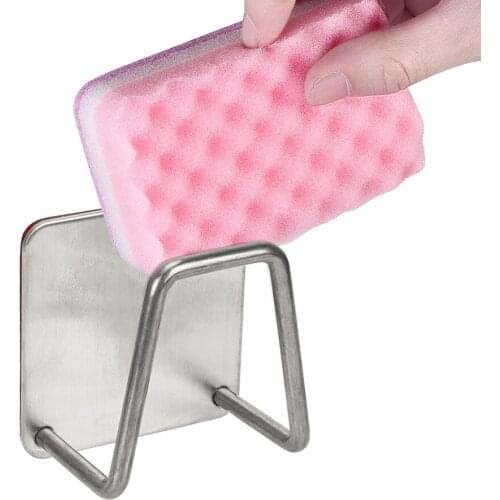 Kitchen Organization Brush Sponge Holder Clip Stainless Steel Sponge Drain Rack Home Storage Kitchen Accessories