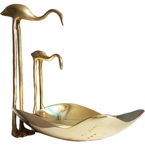 Handmade Brass Crane Jewelly Storage Tray Table Decoration Jewelry Organizer storage box organizer mask holder brush holder