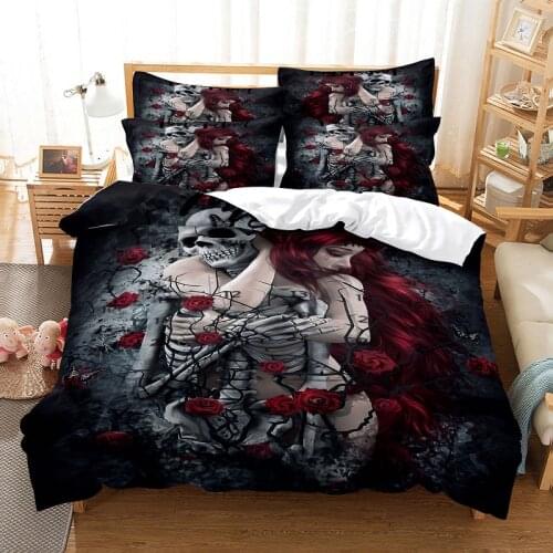 Beauty and Skeleton Bedding Duvet Cover Set 3d Digital Printing Bed Linen Fashion Design Comforter Cover Bedding Sets Bed Set