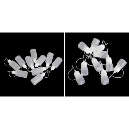 20pc Plastic Empty Needle Tip Dropper Ink Solvent Liquid Application Filler Bottle Container Squeezable 3/30ml