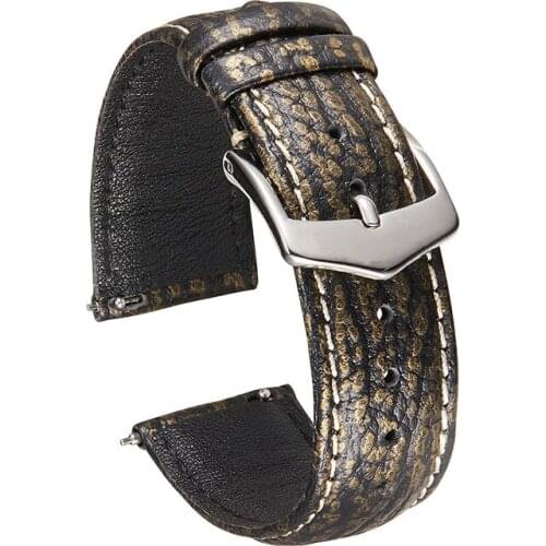 BEAFIRY Genuine Leather 18mm 19mm 20mm 21mm Watch Band Quick Release Strap for Men Women Watchband for huawei samsung Black Blue