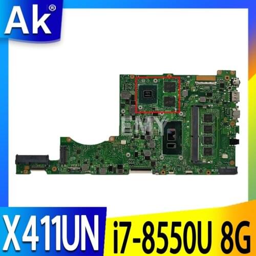 X411UN Mainboard REV2.0 For ASUS X411UN X411UNV X411UA X411U Laptop motherboard Motherboard i7-8550U 8GB RAM MX150-GPU